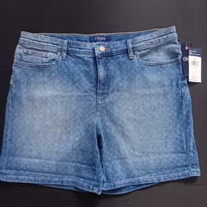 Chaps Denim Sun Cafe Geo Square Blue Jean Shorts Womens 14 NWT 206663161001